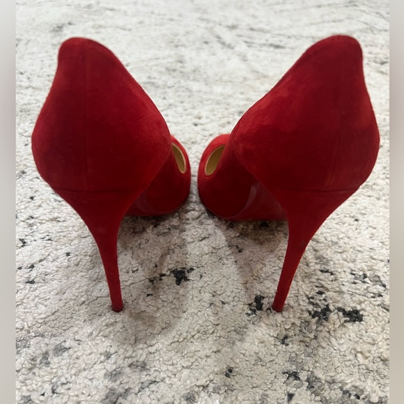 Christian Louboutin beautiful red velour heels - Picture 5 of 11